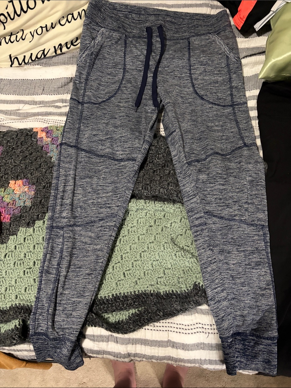 Old Navy Blue Heather Track Jogger Pants with Drawstring